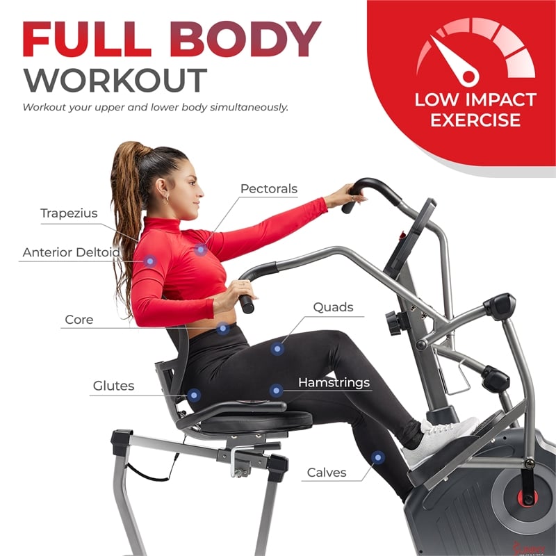 Elite Interactive Series Exercise Recumbent Cross Trainer and Elliptical -Silver