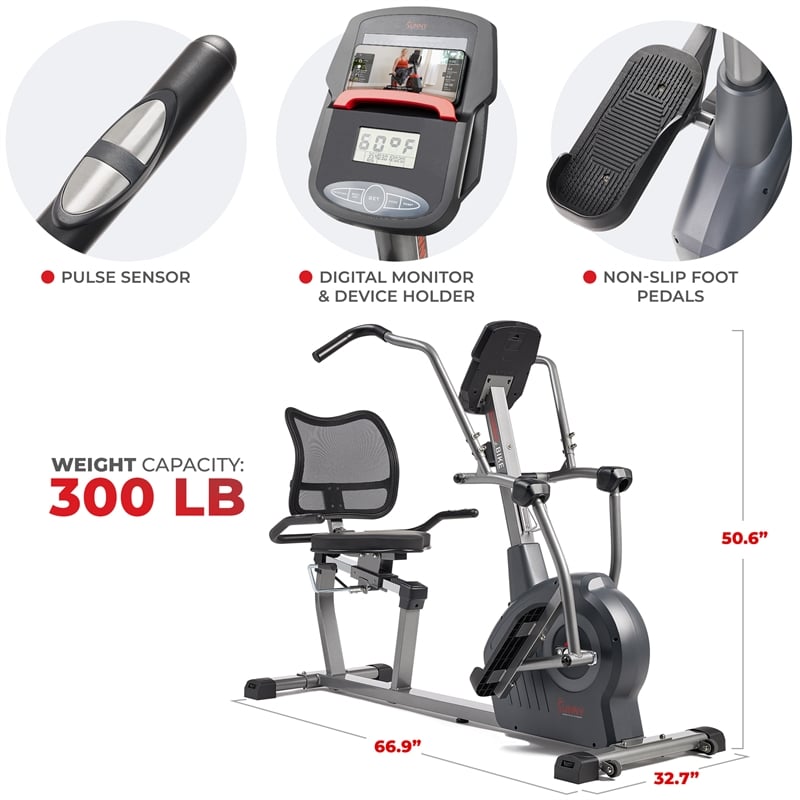 Elite Interactive Series Exercise Recumbent Cross Trainer and Elliptical -Silver