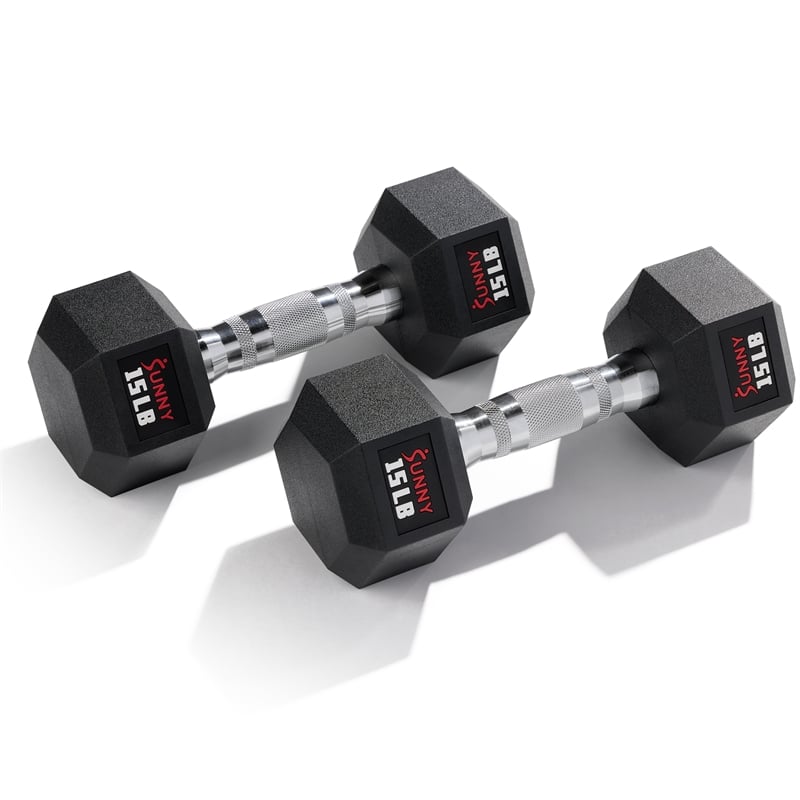 Sunny Health & Fitness Core Fit Hex Style Dumbbells 15lb Pair in Black