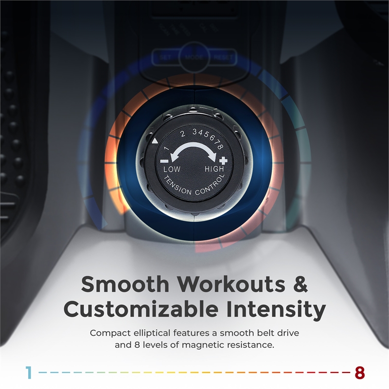 Sunny Health & Fitness Smart Portable Magnetic Under Desk Elliptical in Grey