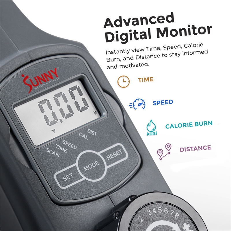Sunny Health & Fitness Smart Portable Magnetic Under Desk Elliptical in Grey