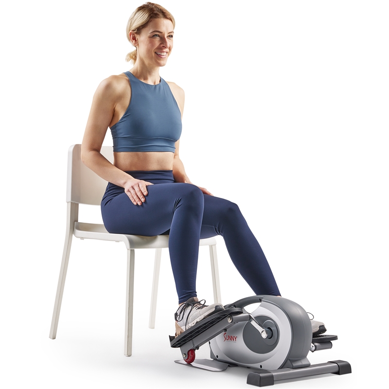 Sunny Health & Fitness Smart Portable Magnetic Under Desk Elliptical in Grey