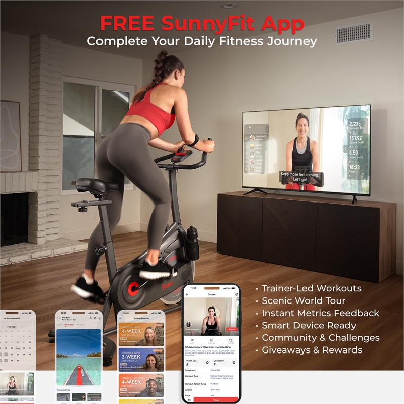 Sunny Health & Fitness ACTIVE 100 Smart Mag Cycling Bike in Black