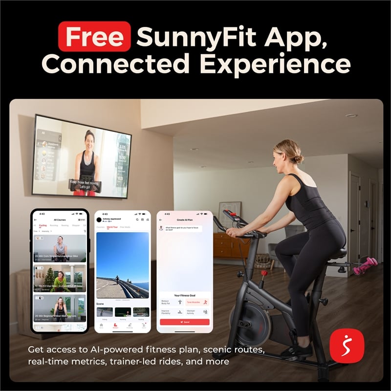 Sunny Health & Fitness ACTIVE 200 Smart Mag Cycling Bike in Black