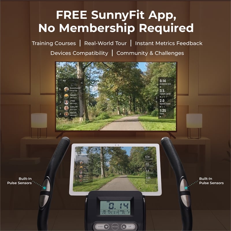Sunny Health & Fitness Corezy 16-Level Mag Upright Bike w/ Bands in Black
