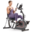 Sunny Health & Fitness Corezy 16-Level Smart Recumb Bike w/ Bands in Gray