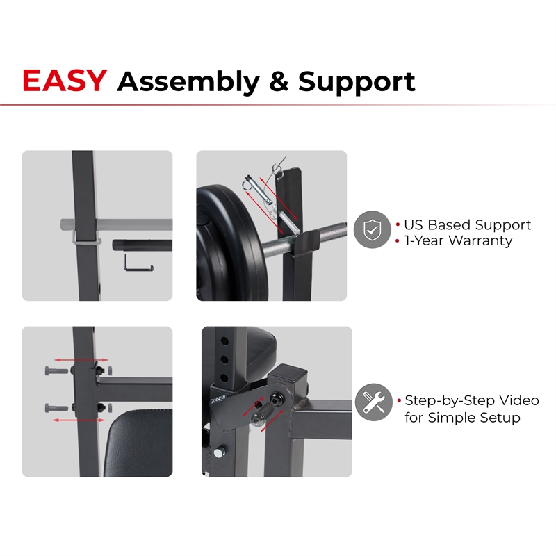 Sunny Health & Fitness Adj Standard Incline Bench w/ Leg Dev in Black