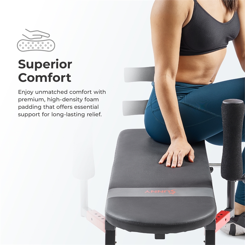 Sunny Health & Fitness Inversion Traction Stretch Decompression Table in Black