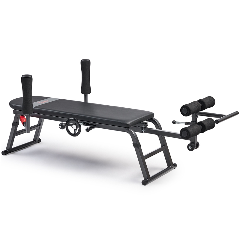 Sunny Health & Fitness Inversion Traction Stretch Decompression Table in Black