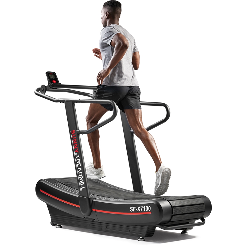 Sunny Health & Fitness Premium Curve Manual Treadmill in Black