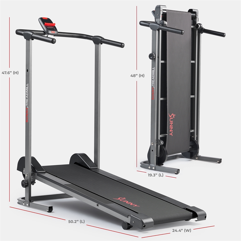 Sunny Health & Fitness Smart Manual Walking Treadmill in Black/Grey