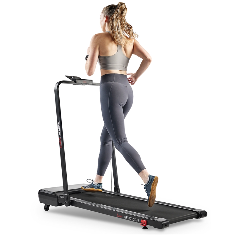 Sunny Health & Fitness Pacer Smart Compact Auto Incline Treadpad Treadmill-Black