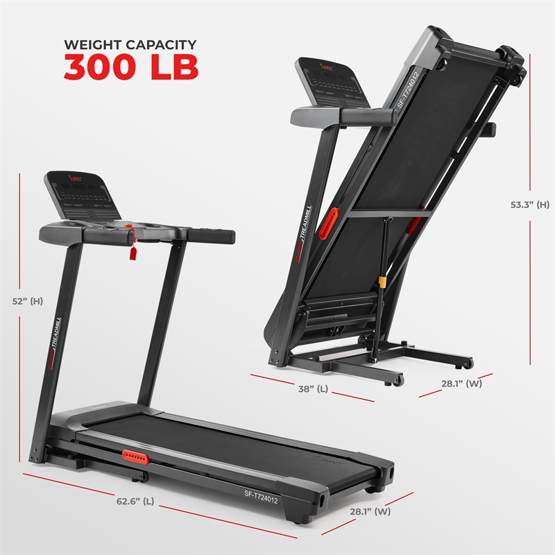 Sunny Health & Fitness Active 400 Smart Auto Incline Treadmill in Black/Red