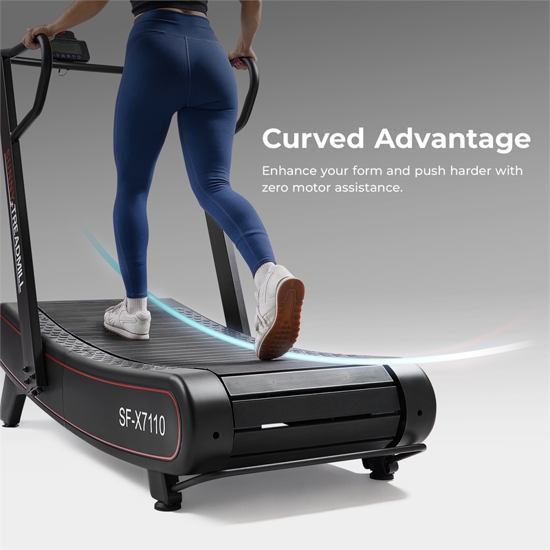 Sunny Health & Fitness Smart Ultra Manual Treadmill w/ 8-Level MR in Red/Black