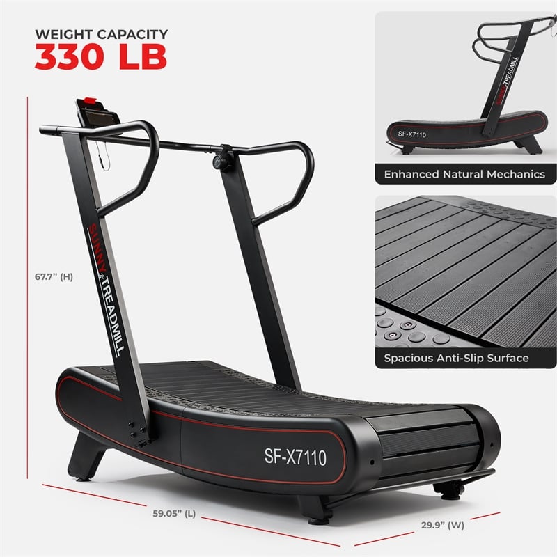Sunny Health & Fitness Smart Ultra Manual Treadmill w/ 8-Level MR in Red/Black