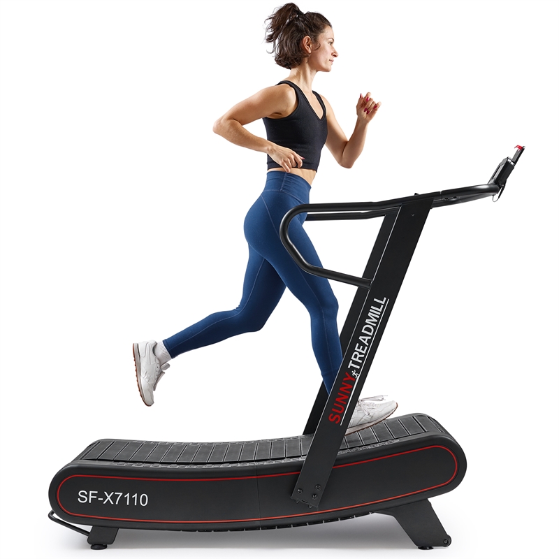 Sunny Health & Fitness Smart Ultra Manual Treadmill w/ 8-Level MR in Red/Black