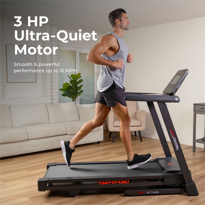 Sunny Health & Fitness Ultra T10 Smart Treadmill in Black/Red