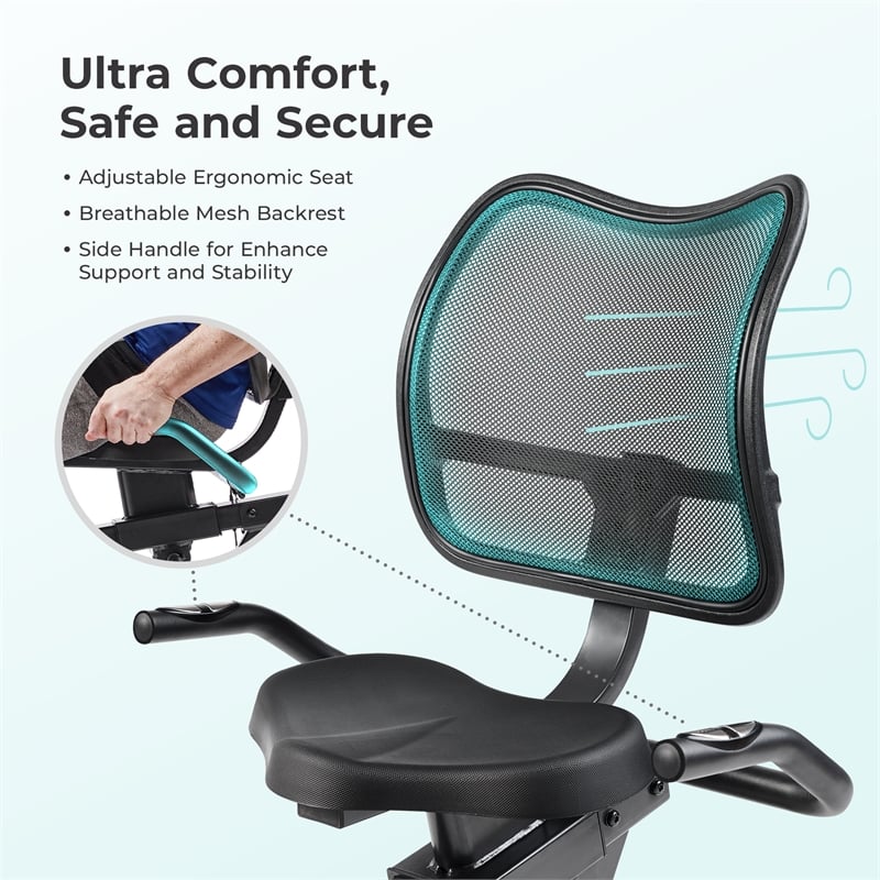 Sunny Health & Fitness Smart HD Mag Recumb Bike w/ 350LB Cap in Black