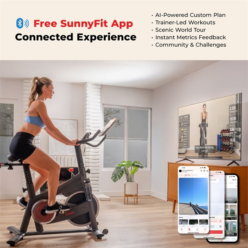 Sunny Health & Fitness PACE 300 Smart Mag Cycling Bike in Gray