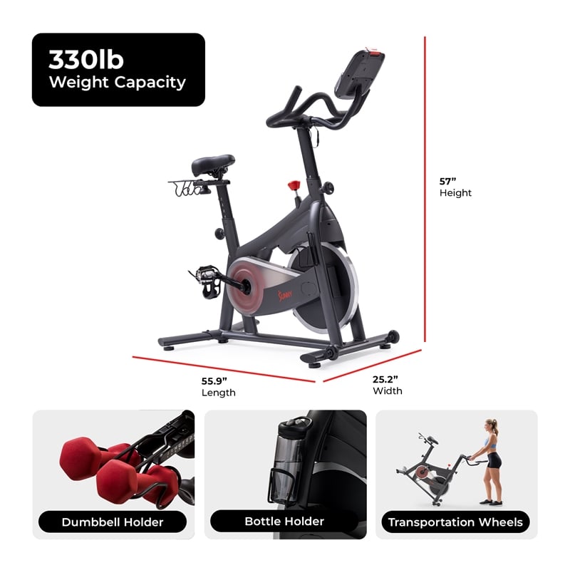 Sunny Health & Fitness PACE 300 Smart Mag Cycling Bike in Gray