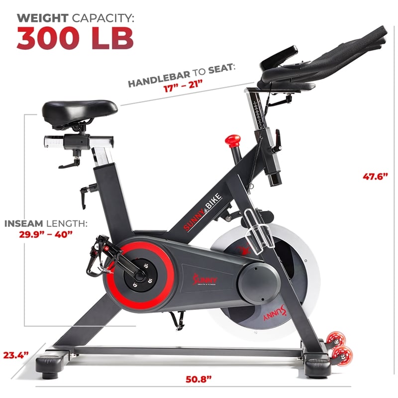 Sunny Health & Fitness Premium Smart Indoor Cycling Bike in Gray