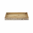 Dahlia Elegant Brown & White Wood Tray with Side Carvings