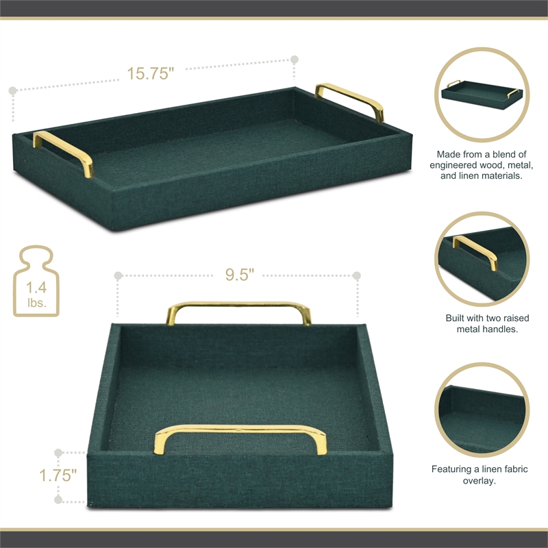 Canter Isle Linen Dark Green Tray