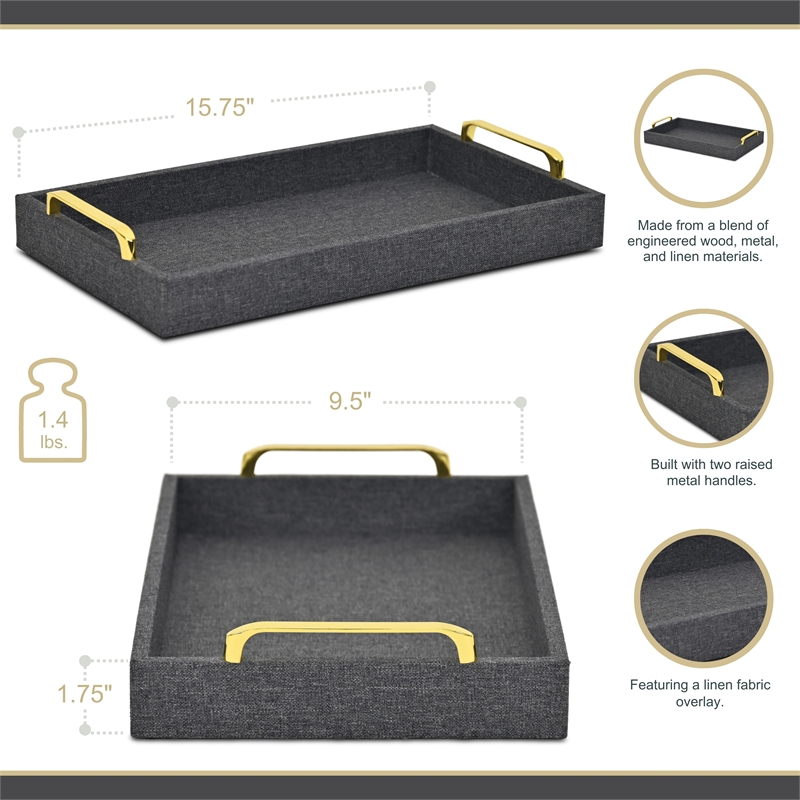 Canter Isle Linen Dark Gray Tray