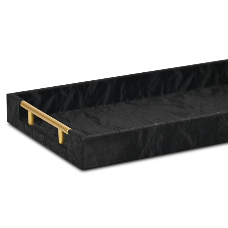 Ausel Crinkled Gloss Pattern Tray with Gold Handles
