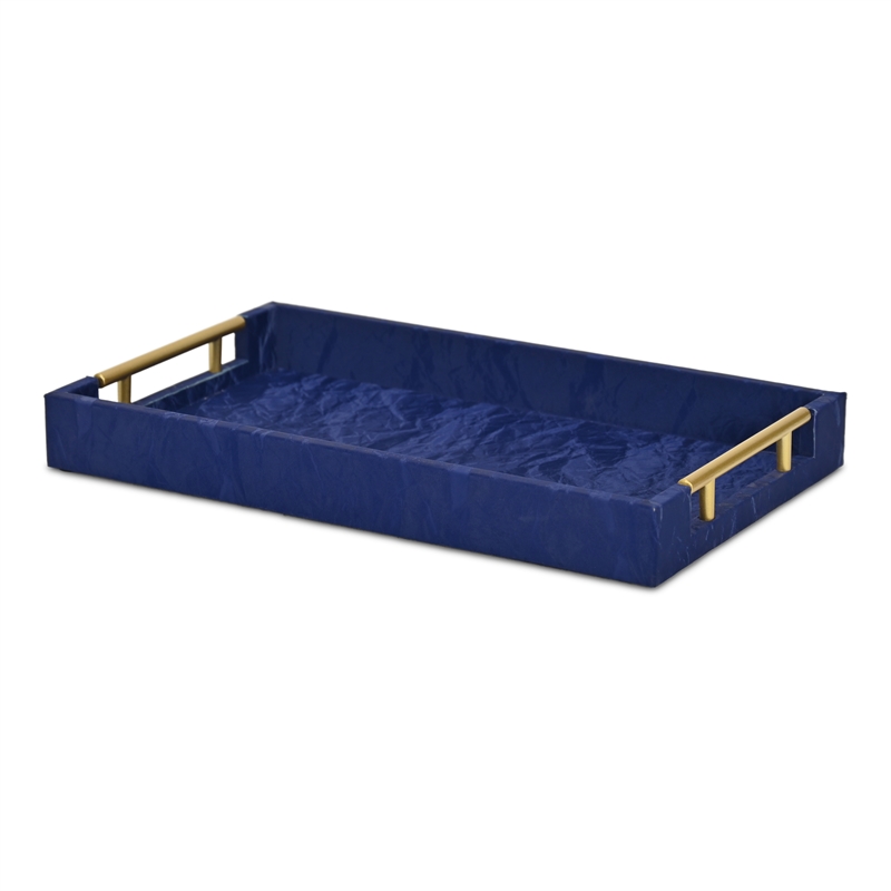 Ausel Crinkled Gloss Pattern Tray with Gold Handles