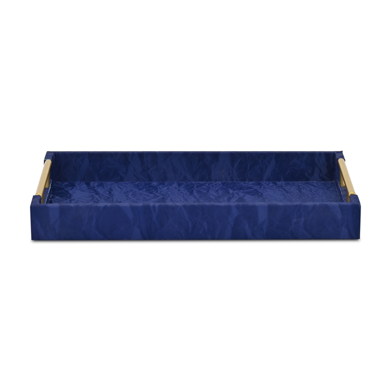 Ausel Crinkled Gloss Pattern Tray with Gold Handles