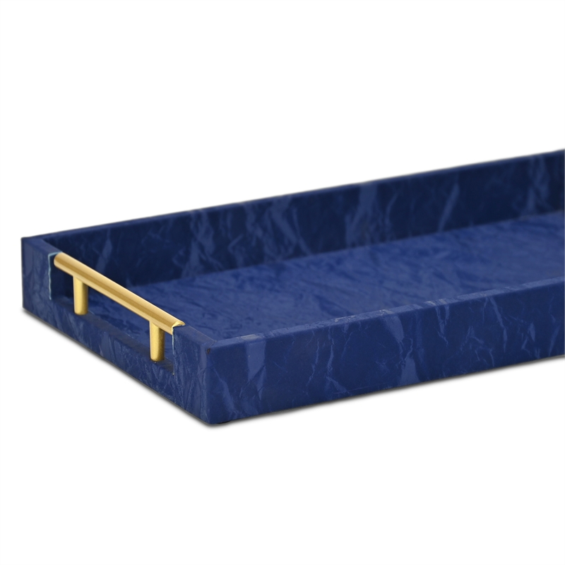 Ausel Crinkled Gloss Pattern Tray with Gold Handles