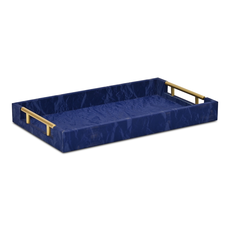 Ausel Crinkled Gloss Pattern Tray with Gold Handles