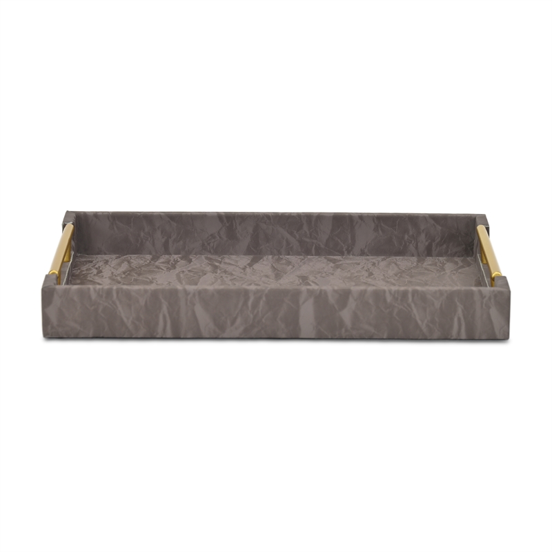 Ausel Crinkled Gloss Pattern Tray with Gold Handles