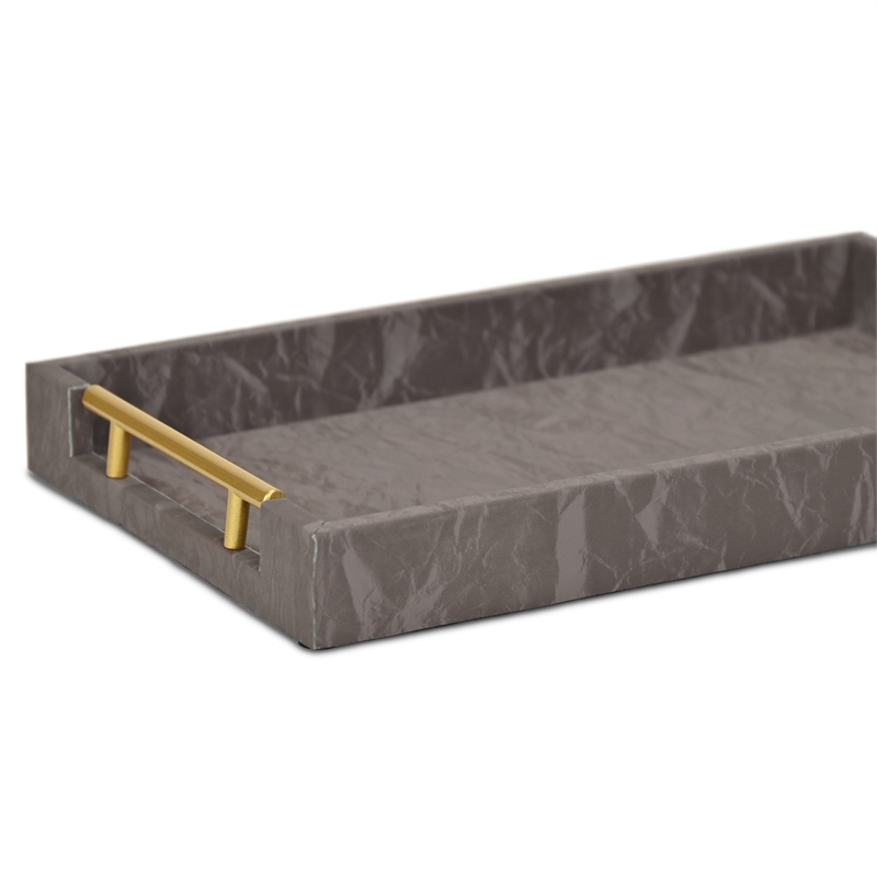 Ausel Crinkled Gloss Pattern Tray with Gold Handles