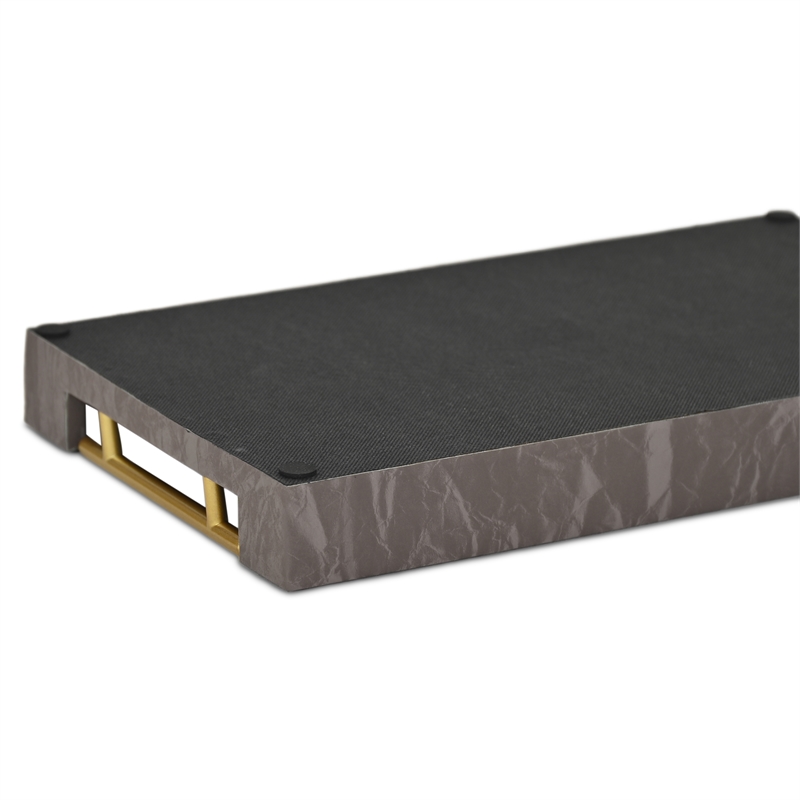 Ausel Crinkled Gloss Pattern Tray with Gold Handles