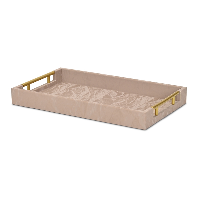Ausel Crinkled Gloss Pattern Tray with Gold Handles
