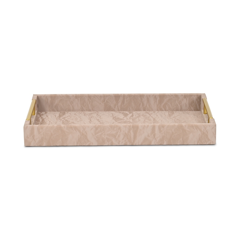 Ausel Crinkled Gloss Pattern Tray with Gold Handles