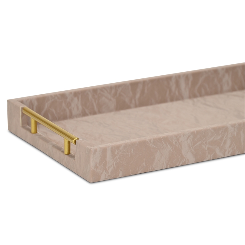 Ausel Crinkled Gloss Pattern Tray with Gold Handles