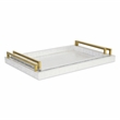Lusan White and Gold Vinyl Tray Set of 2