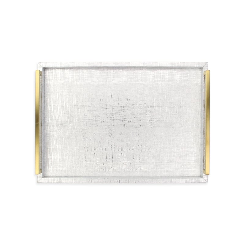 Lusan White and Gold Vinyl Tray Set of 2