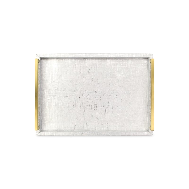 Lusan White and Gold Vinyl Tray Set of 2