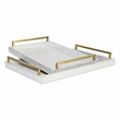 Lusan White and Gold Vinyl Tray Set of 2