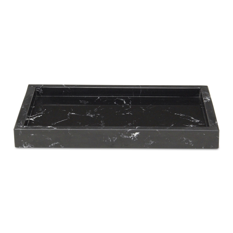 Sarrasseau Black Marble Tray with Raised Rim