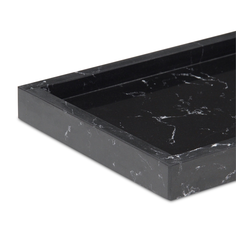 Sarrasseau Black Marble Tray with Raised Rim