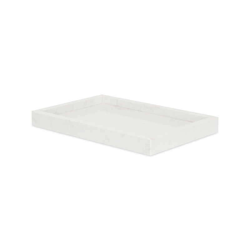 Sarrasseau White Marble Tray with Raised Rim