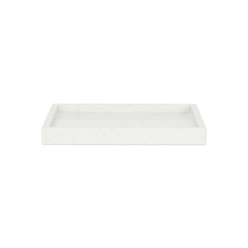 Sarrasseau White Marble Tray with Raised Rim