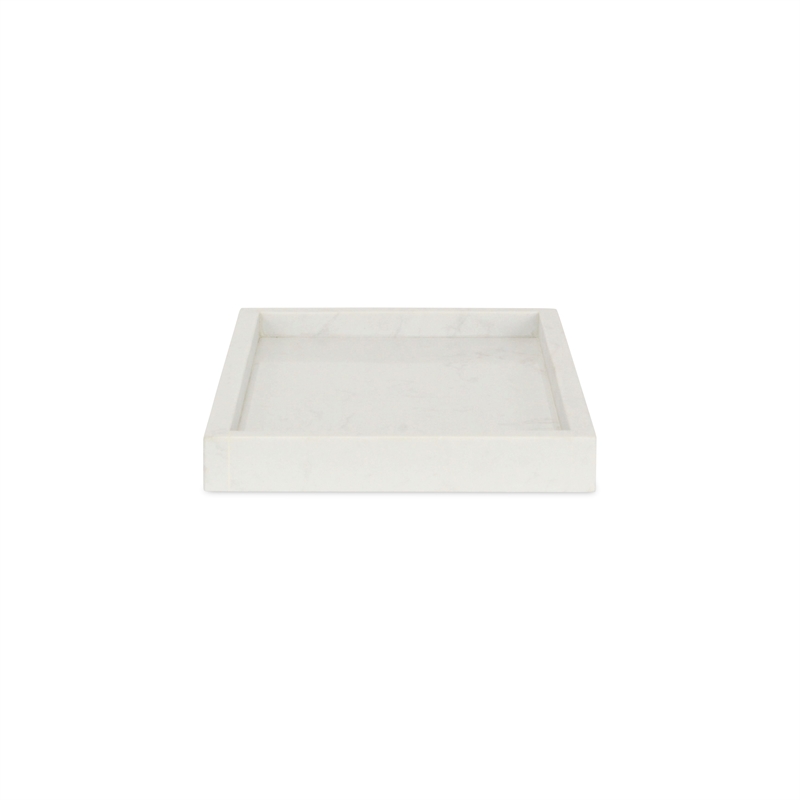 Sarrasseau White Marble Tray with Raised Rim