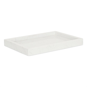 Sarrasseau White Marble Tray with Raised Rim