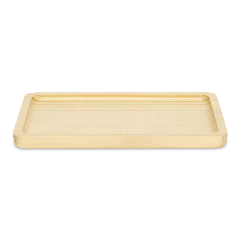 Kishen Ridge Rectangular Natural Wood Glossy Tray with Smooth Corners